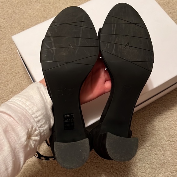 Aquatalia Suede Studded Ankle Strap Sandals - Picture 5 of 6